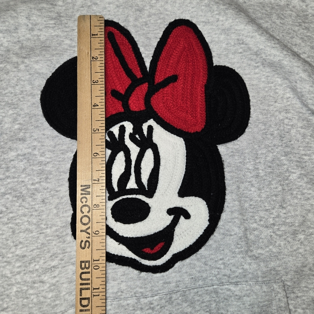 Disney Minnie Mouse Hoodie XXL Gray Embroidered Applique EUC - Picture 3 of 13